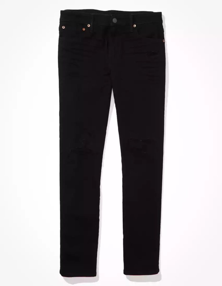 Jean American Eagle AE AirFlexPatched Slim Noir Homme | SCE-19251030